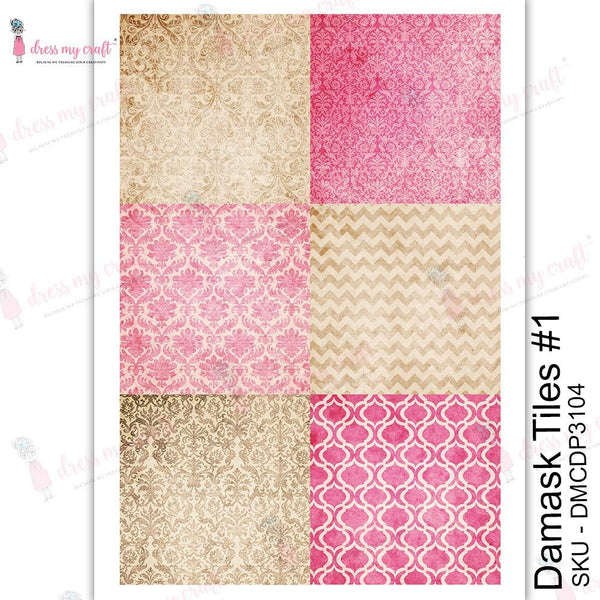 Dress My Craft Transfer Me Sheet A4 - Damask Tiles #1*