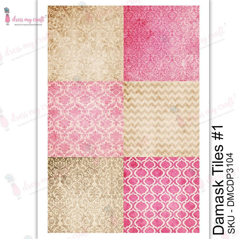 Dress My Craft Transfer Me Sheet A4 - Damask Tiles