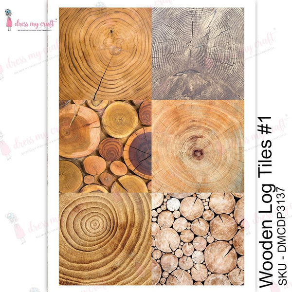 Dress My Craft Transfer Me Sheet A4 - Wooden Log Tiles #1*