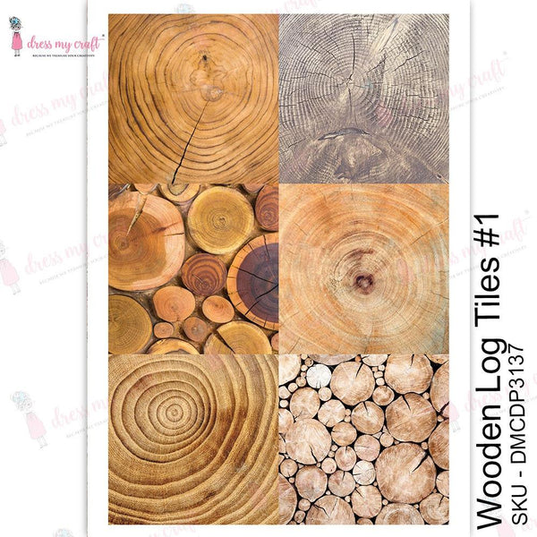 Dress My Craft Transfer Me Sheet A4 - Wooden Log Tiles #1