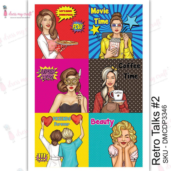 Dress My Craft Transfer Me Sheet A4 - Retro Talks #2*
