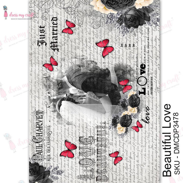 Dress My Craft Transfer Me Sheet A4 - Beautiful Love*