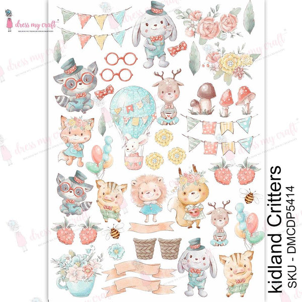Dress My Craft Transfer Me Sheet A4 - Kidland Critters*