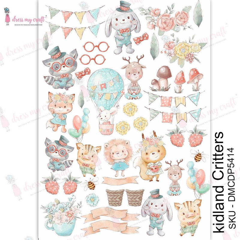 Dress My Craft Transfer Me Sheet A4 - Kidland Critters*