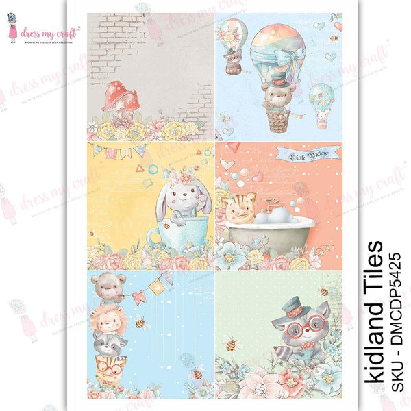 Dress My Craft Transfer Me Sheet A4 - Kidland Tiles*