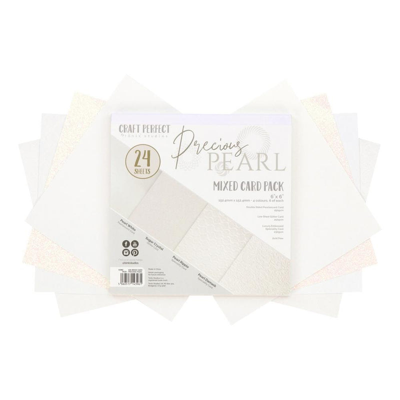 Craft Perfect Mixed Card Pack 6in x 6in  24 pack  - Precious Pearls
