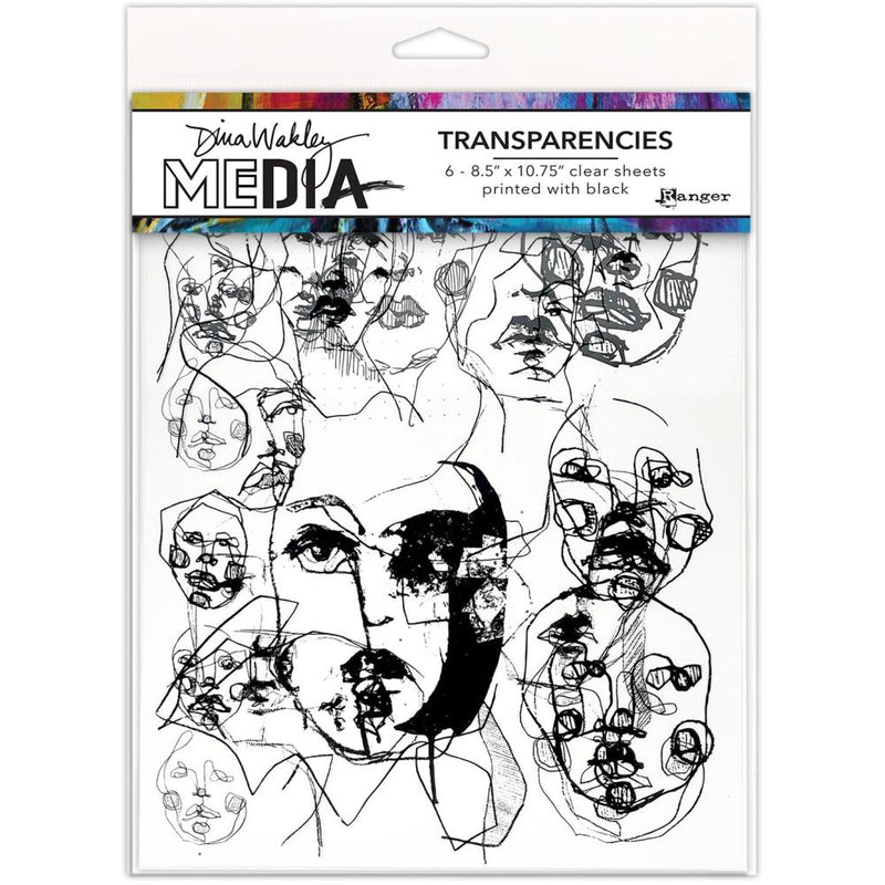 Dina Wakley Media Transparencies 8.5"x 10.75" 2 pack - Abstract Portraits Set 1*