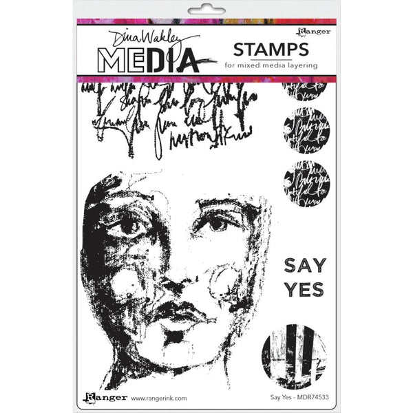 Dina Wakley Media Cling Stamps 6in x 9in - Say Yes*