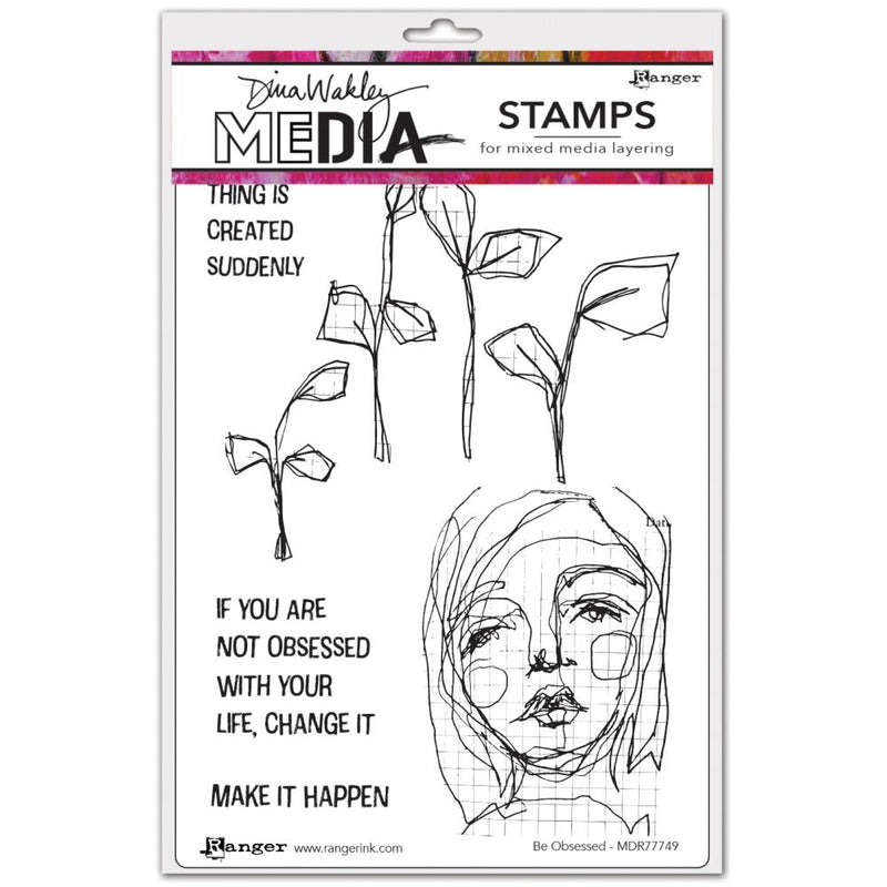 Dina Wakley Media Cling Stamps 6"x 9" - Be Obsessed*