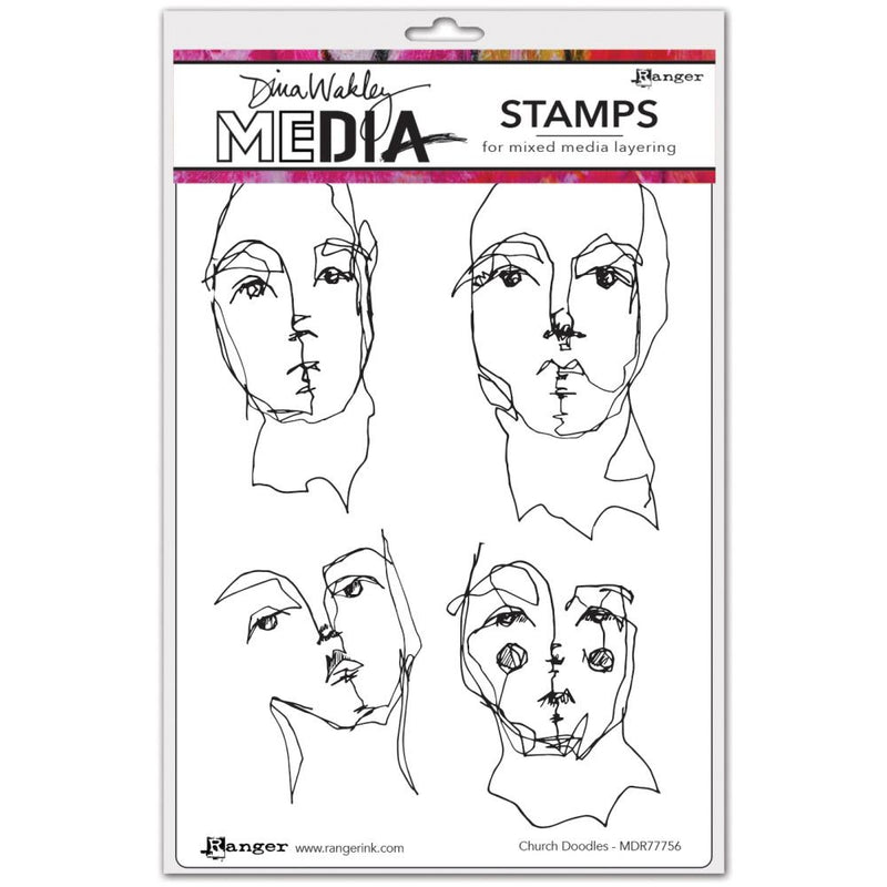 Dina Wakley Media Cling Stamps 6"x 9" - Church Doodles*
