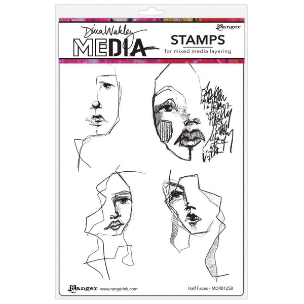 Dina Wakley Media Cling Stamps 6"x 9" - Half Faces*