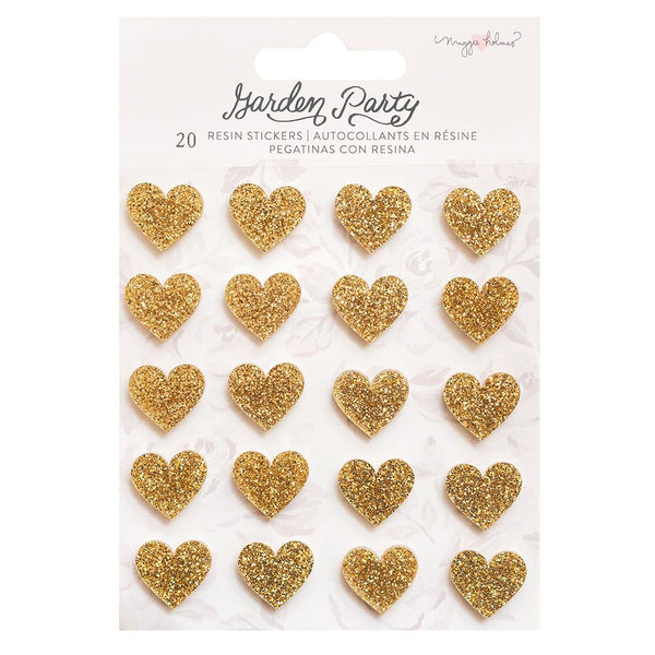 Maggie Holmes Garden Party Resin Stickers 20 Pack - Gold Glitter