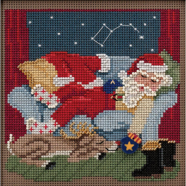 Mill Hill Buttons & Beads Counted Cross Stitch Kit 5"x 5" - Good Night Santa (14 Count)*