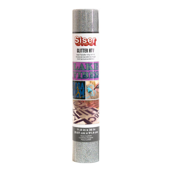 Siser - Glitter HTV Vinyl - 11.8 inchX36 inch Roll - Silver Confetti*
