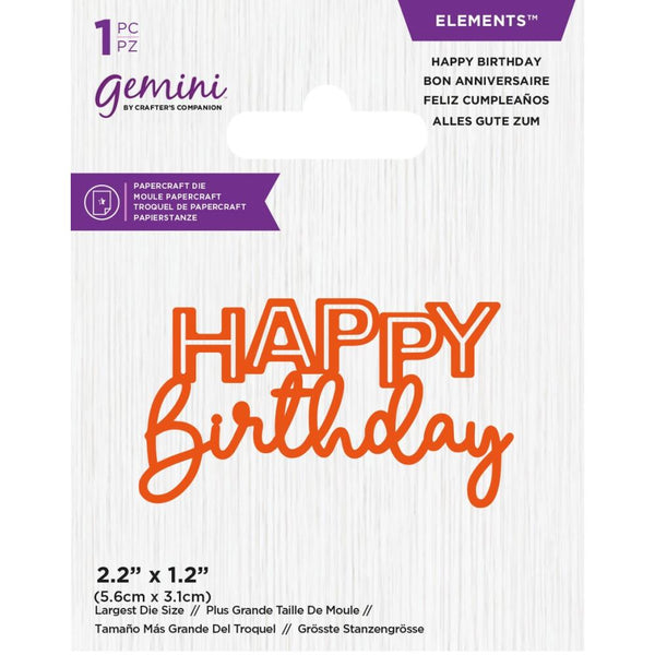 Crafter's Companion Gemini Elements Dies - Mini Happy Birthday