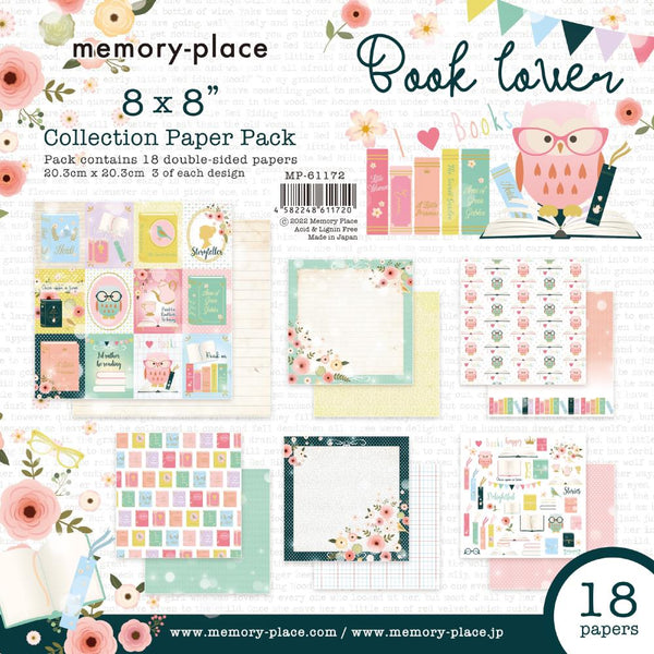 Memory Place Double-Sided Paper Pack 8"X8" 18 pack  Book Lover