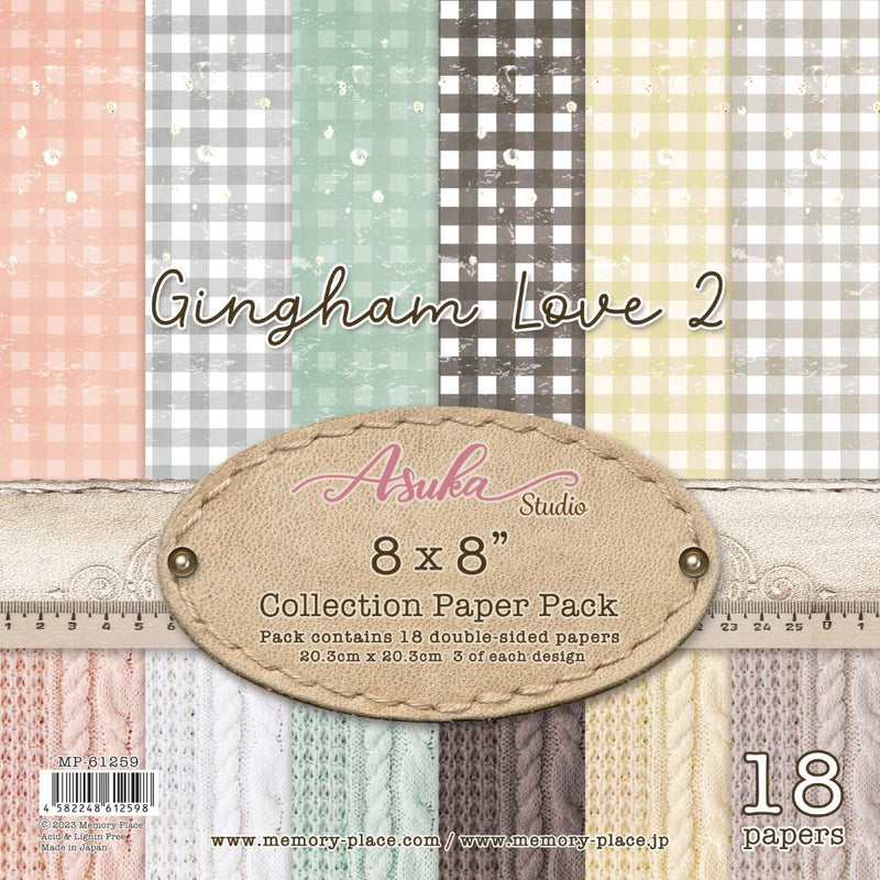 Asuka Studio Double-Sided Paper Pack 8"X8" 18/Pkg Gingham Love 2