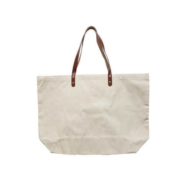 Wear'm Large Tote With Leather Straps 20"x15"x5" - Natural*