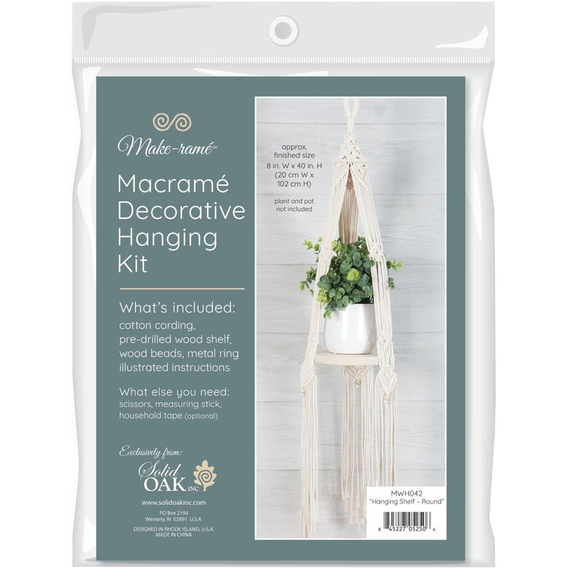 Solid Oak Macrame Hanging Kit - Hanging Shelf - Bohemian Round*