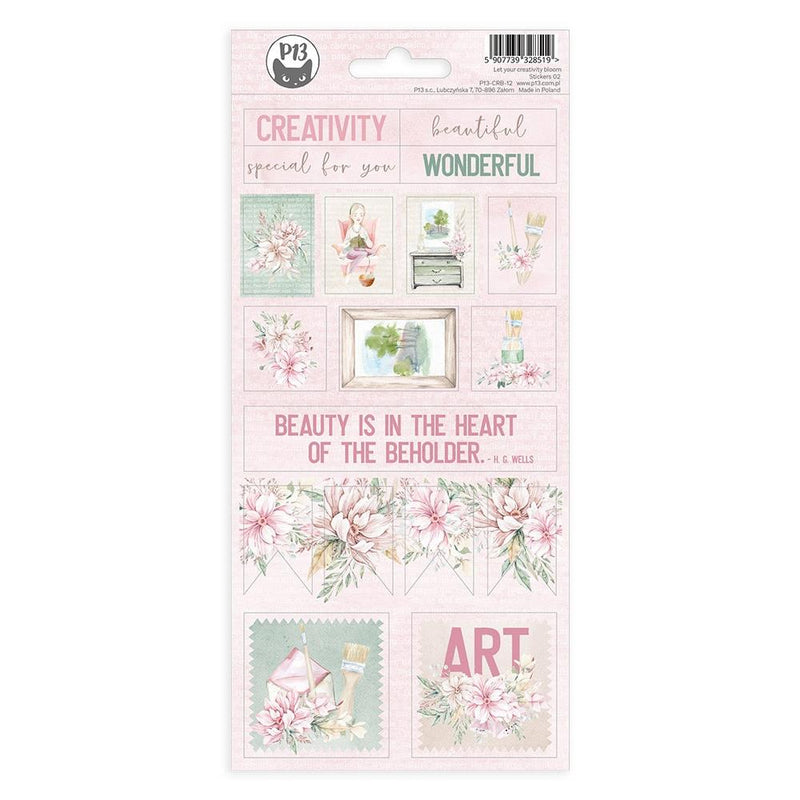 P13 Let Your Creativity Bloom Cardstock Stickers 4"x 9"