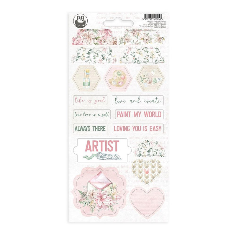 P13 Let Your Creativity Bloom Chipboard Stickers 4"x 8"