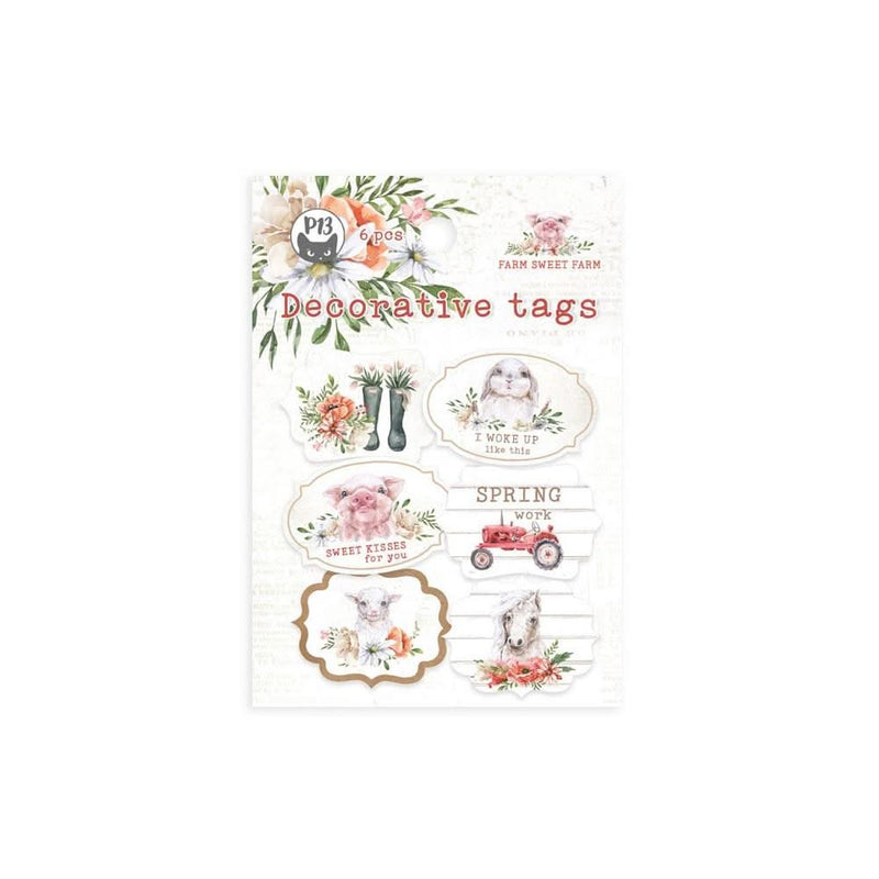 P13 Farm Sweet Farm Double-Sided Cardstock Tags 6 pack