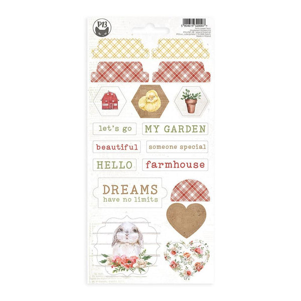 P13 Farm Sweet Farm Chipboard Stickers 4"X8" #03*