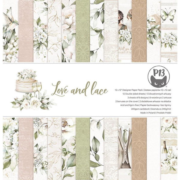 P13 Double-Sided Paper Pad 12"X12" 12/Pkg Love And Lace