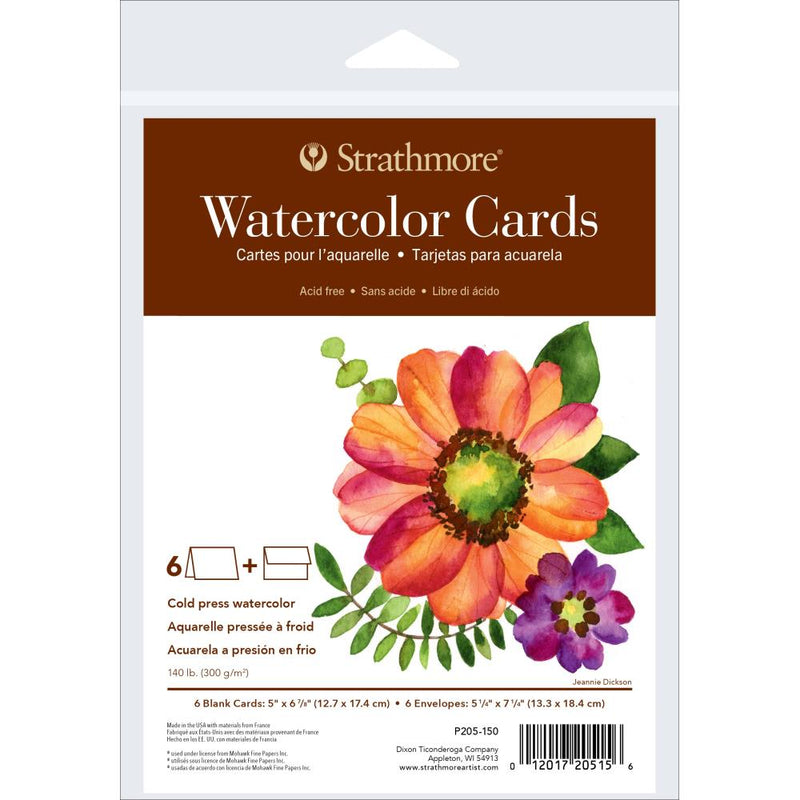 Strathmore Cards & Envelopes 5"X6.875" 6 pack  Watercolour