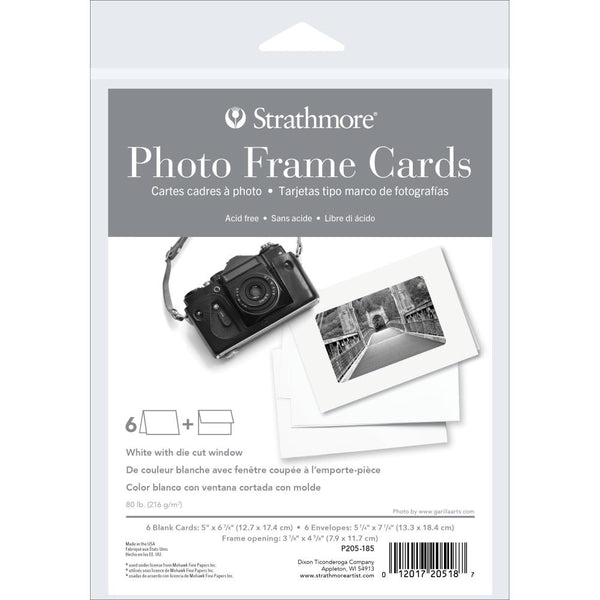 Strathmore Cards & Envelopes 5"X6.875" 6 pack  White Photo Frame W/Die Cut Window