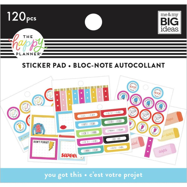 Me & My Big Ideas - Happy Planner Tiny Sticker Pad - You Got This Student, 120 pack*