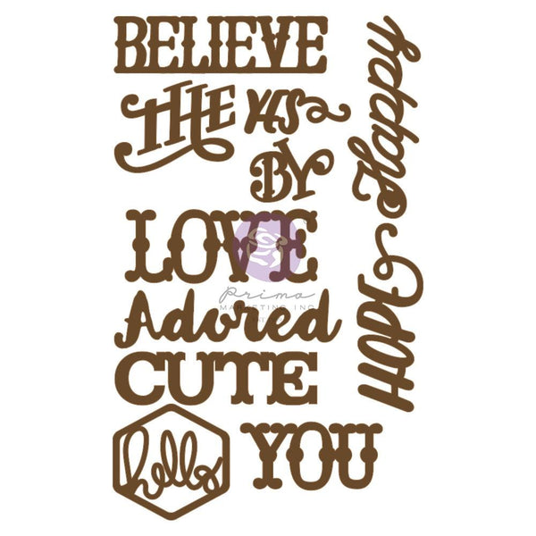 Prima Marketing Laser Cut Chipboard - Loved & Adored, 11 pack