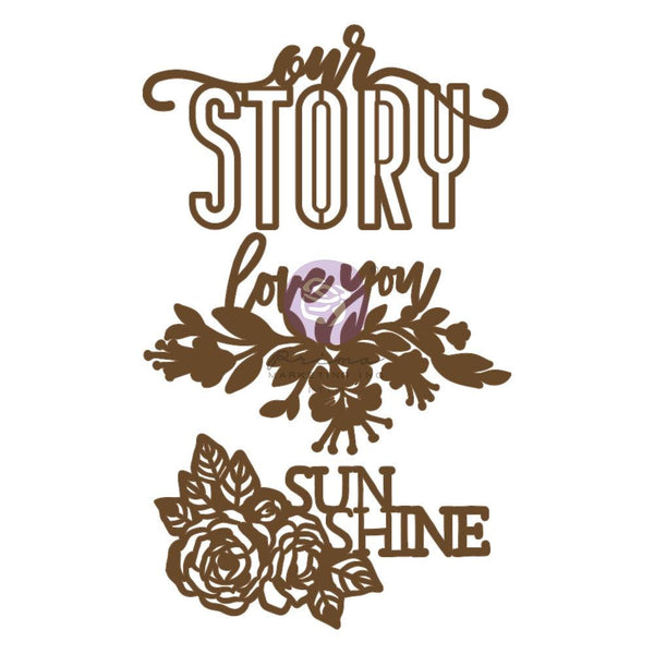 Prima Marketing Laser Cut Chipboard - Our Story, 3 pack
