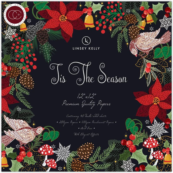 Craft Consortium Double-Sided Paper Pad 12"x 12" 40 Pack, 20 Designs - Tis The Season^