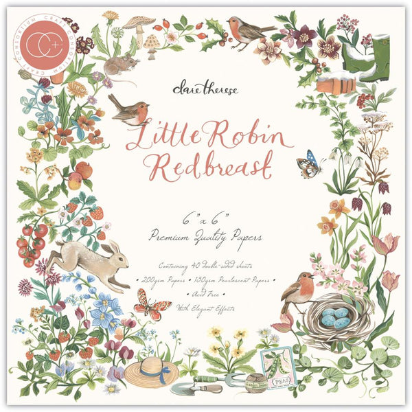 Craft Consortium double-sided paper pad 6"x6" 40-pack  Little Robin Redbreast