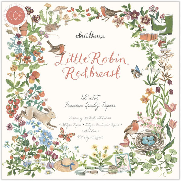 Craft Consortium double-sided paper pad 12"x12" 40-pack Little Robin Redbreast