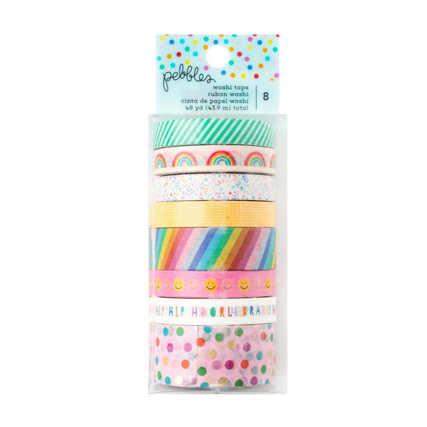 Pebbles All The Cake Washi Tape 8/Pkg w/Foil Accents