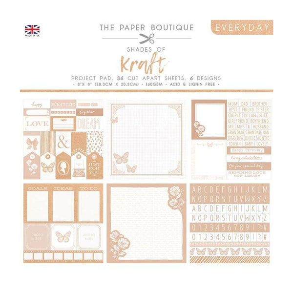 The Paper Boutique - Everyday Shades Of Kraft - 8"x 8" Project Pad*