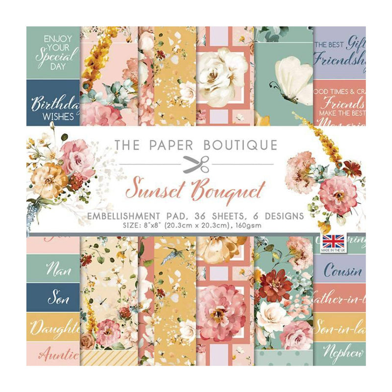 The Paper Boutique Sunset Bouquet 8"x 8" Embellishments Pad*