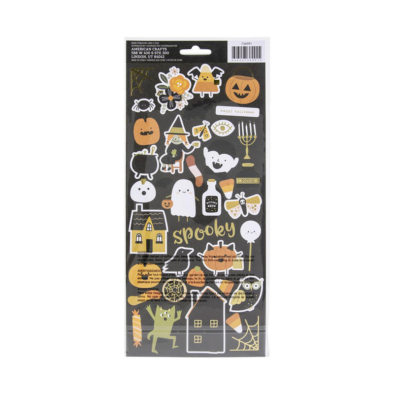 Pebbles Spoooky Cardstock Stickers 6"X12" 81 pack - Icons W/Foil Accents