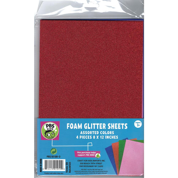 Crafts For Kids - Glitter Foam sheets 8in x 12in  4 pack - Assorted