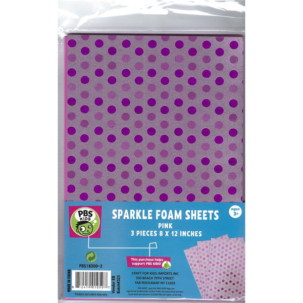 Crafts For Kids - Mirri Sparkle Foam Sheets 8in x 12in  3 pack  - Pink