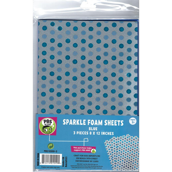 Crafts For Kids - Mirri Sparkle Foam Sheets 8in x 12in  3 pack  - Blue*