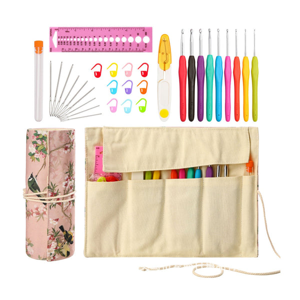 Poppy Crafts Crochet Hook Set & Accessories - Pink Floral