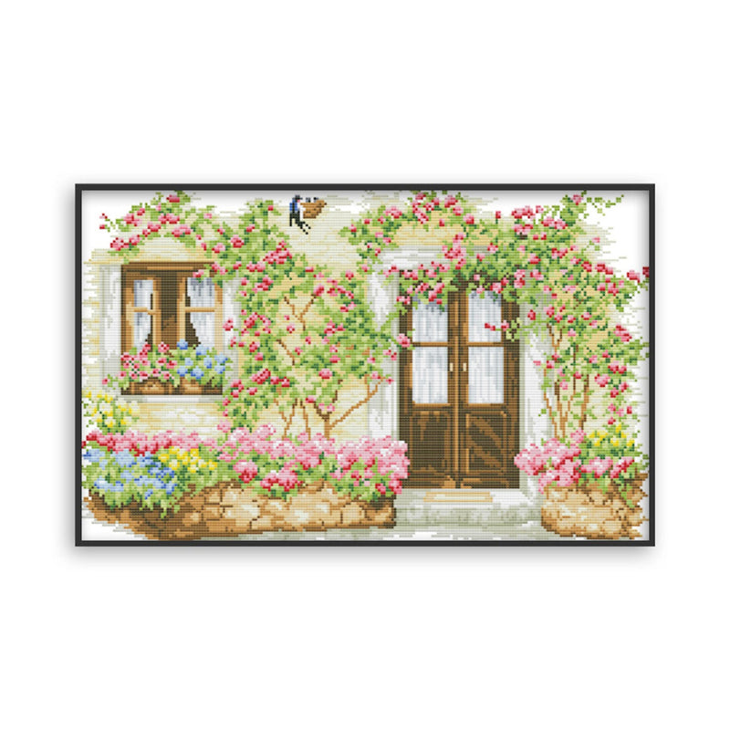 Poppy Crafts Cross-Stitch Kit - Rose Cabin*