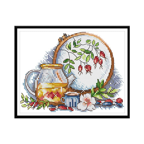 Poppy Crafts Cross-Stitch Kit - Afternoon Tea in Winter