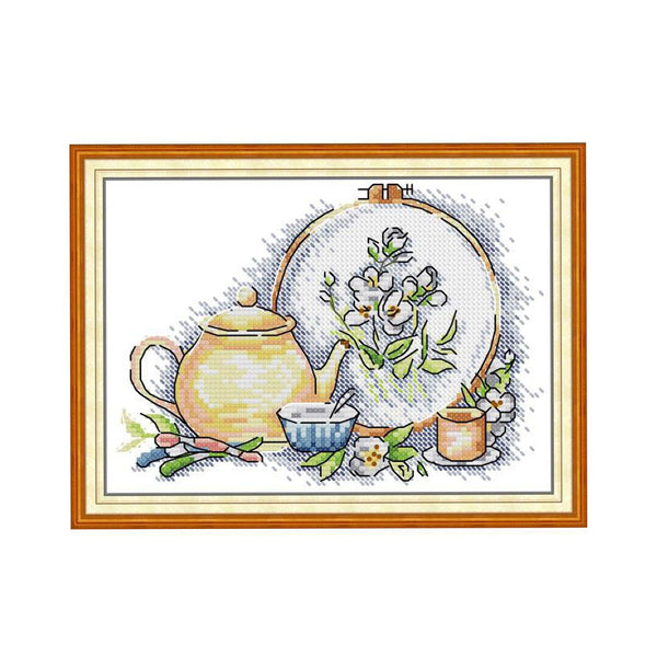 Poppy Crafts Cross-Stitch Kit - Afternoon Tea in Spring