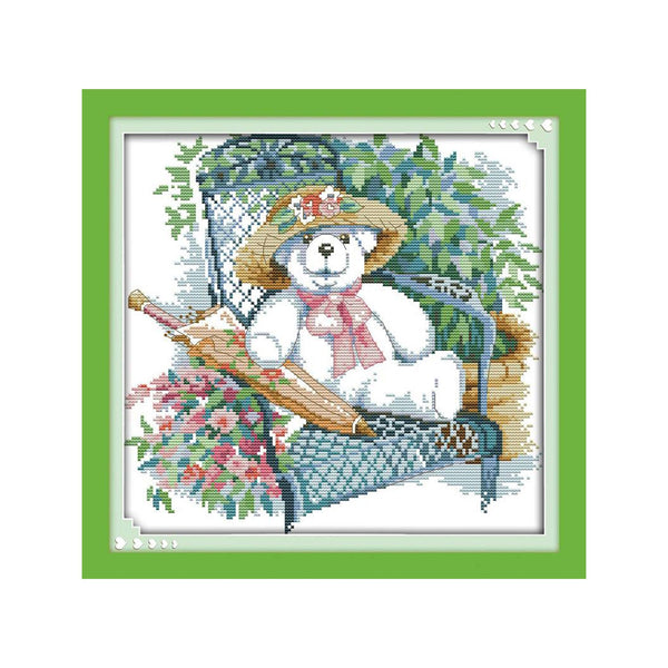Poppy Crafts Cross-Stitch Kit - Elegant White Bear