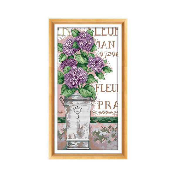 Poppy Crafts Cross-Stitch Kit - Purple Hydrangea