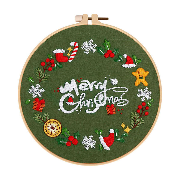 Poppy Crafts Embroidery Kit #34 - Christmas Collection - Merry Christmas Wreath